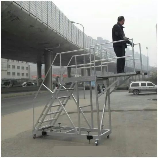 Aluminium Step Mobile Ladders for Sale Height 1.8m Origin China Usage Outdoor Certificate TUV Main Tube 51*2mm Material Aluminum - Image 3
