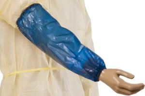 Disposable Waterproof Plastic Sleeve Covers Blue Arm Covers Group Unisex Model NO. F504 HS Code 3926209000 Style Elastic - Image 1