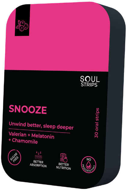 SOUL STRIPS SNOOZE Key Active Compound Apigenin Sleep Induction Time 2 To 3 Minutes Daily Maximum Dosage 2 Strips Per - Image 1