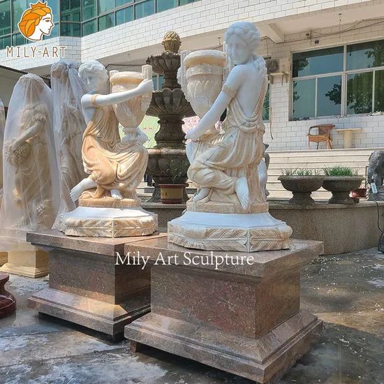 Detailed Carving Large Outdoor Marble Figure Planters for Sale - Image 3