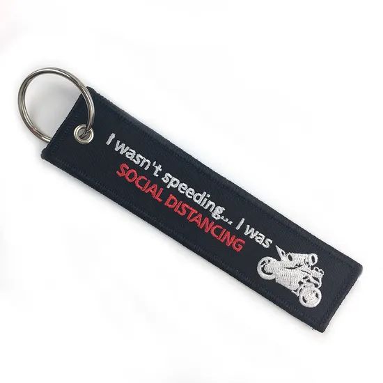 Durable Custom Logo Embroidered Keychain with Metal Key Ring - Image 4
