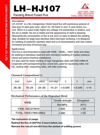 Welding Flux Hj107 OEM Offered Brand Panding Type Inorganic Size 10-50 Mesh Model NO. HJ107 Trademark Panding HS Code 381090000 - Image 3