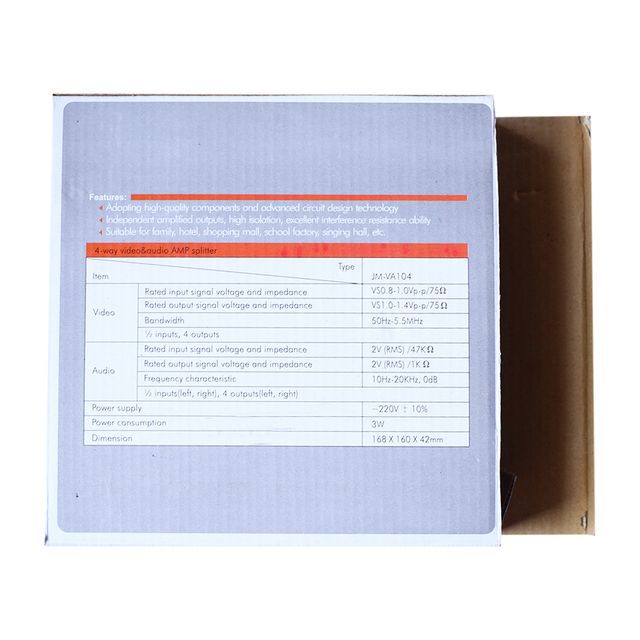Audio Video Splitter Video Input Count 2 Video Output Count 4 Power Consumption 3w Audio Input Channels 2 Dimensions - Image 2