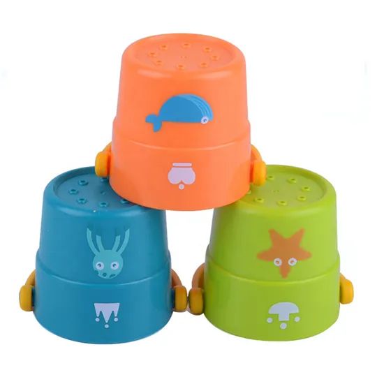 Water Bucket Stacking Cup Toys Bath Time Fun - Image 2