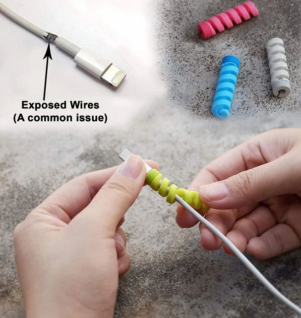 SPIRAL CABLE PROTECTOR (1 SET) Length 1 m Shape Round Style Spiral Type Spiral Type Color Multicolor Material Silicone Usage Headphone Cable, Phone Charger - Image 5