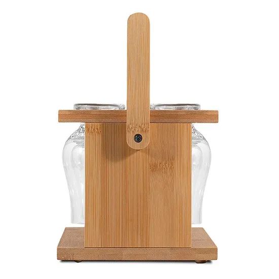 Bamboo Wine Glass Rack with Handle Countertop Party - Image 4
