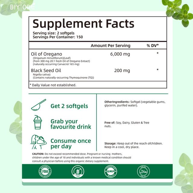 Organic oregano extract high potency herbal supplement black seed oil oregano soft gel capsules immune system digestive seasonal health dietary supplement - Image 7