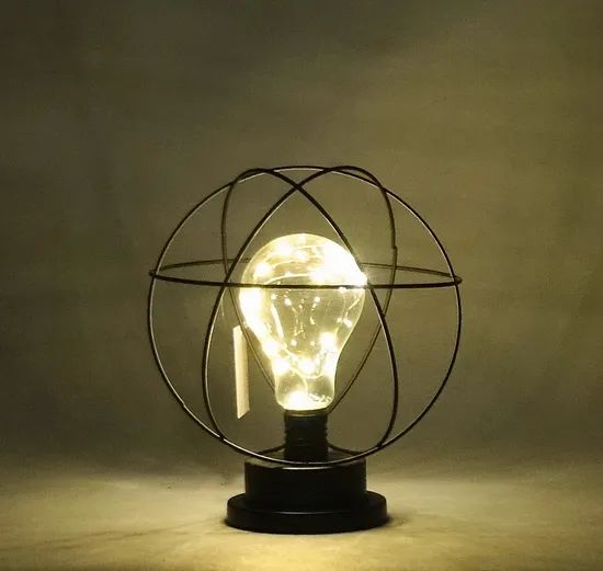 Metal Candleholder with LED String Lights and Bulb - Image 6