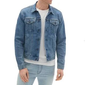Men's Casual 100% Cotton Denim Jacket with Solid Color Design - Image 5