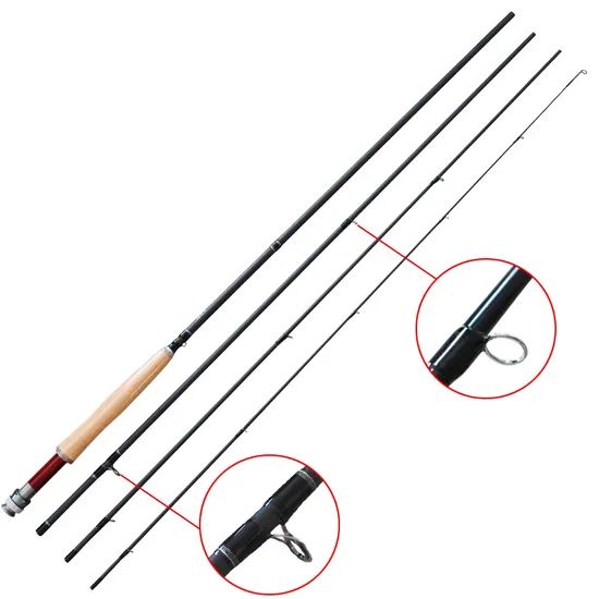 24ton Carbon Cork Handle Medium Action Fly Fishing Rods MOQ 200 OEM Yes Action M Section 4 Weight 3# Color Black Power - Image 1