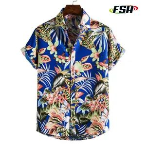 Custom Logo Design Sublimation Print Beach Wear Polyester Button Down Hawaiian Shirt - Image 2