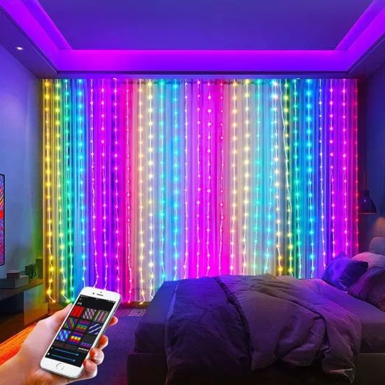 DIY Text Custom Pattern RGB Smart Color-Changing LED Curtain Light Strings - Image 1
