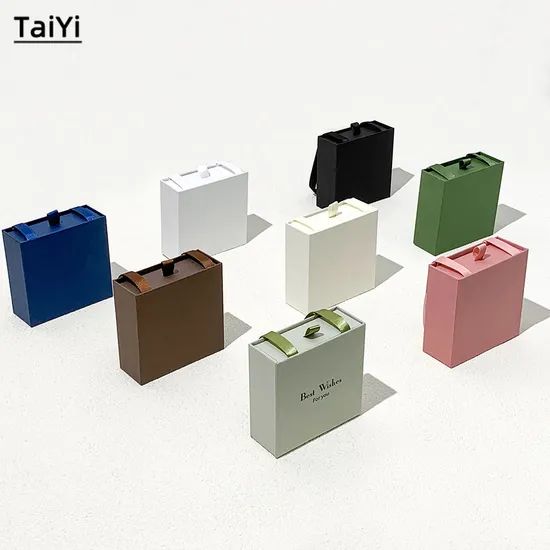Portable Gift Box Jewelry Packaging Drawer Box with Ribbon Handle - Image 2
