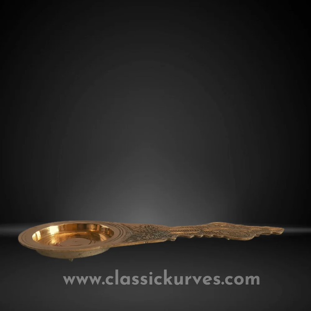 Brass karpoora aarathi, For Home Purity yes Color Golden Material Brass Brand Classickurves Usage/Application Home Country of Origin Made in - Image 2