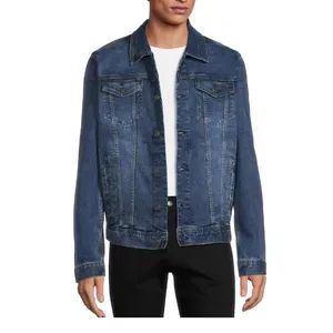 Men's Casual 100% Cotton Denim Jacket with Solid Color Design - Image 4