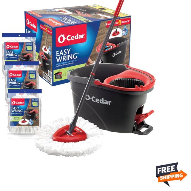 Easywring Microfiber Spin Mop & Bucket Floor Cleaning System with 3 Extra Refill - Image 1