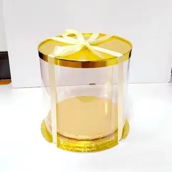 Gold Color 3-Part Storage Clear Boxes Handmade Small Cake Socket Set for Cosmetic Packaging Rectangle for Sushi Pizza Candy - Image 1