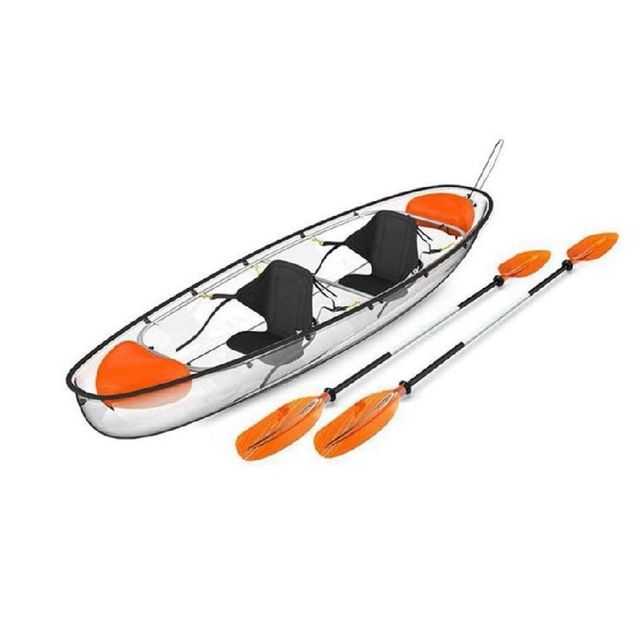 Transparent Kayak with Crystal Clear Bottom 2 Ergonomic Seats 11 Foot Lightweight Frame 2 Person Capacity Fishing Touring Kayak - Image 3