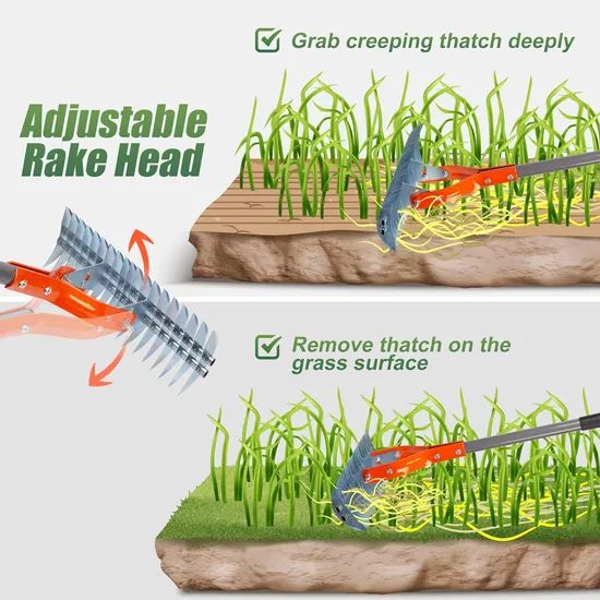 Jh-Mech Silvery Farming Tool Rugged and Durable Stainless Steel Leaf Rakes for Gardening - Image 4