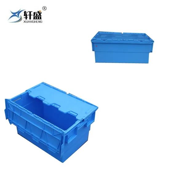 Logistics Packaging Moving Nestable Plastic Attached Lid Totes Box - Image 5