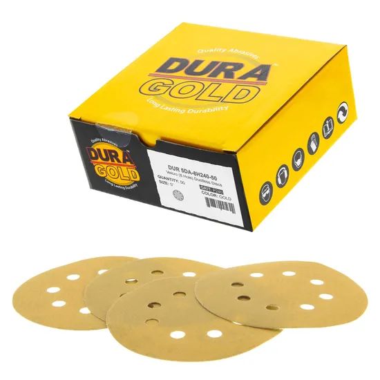8 Hole Abrasive Tools Gold Sand Paper Hook and Loop Trademark PK Specification 5inch Particle Size Abrasive Application Metal - Image 3
