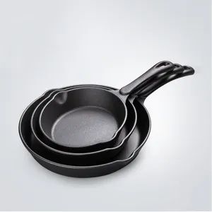 Cast Iron Fry Pan Set/Skillets/Cookware Set Shape Round Bottom Flat ...