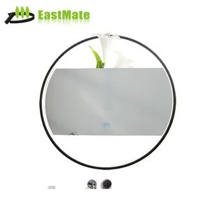 Moder Round Aluminum Frame Make up Bathroom Touch Switch Mirror - Image 3