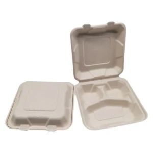 Sugarcane Bagasse Pulp Lunch Box Eco-Friendly Disposable Food Containers, Biodegradable Takeout Packaging - Image 1