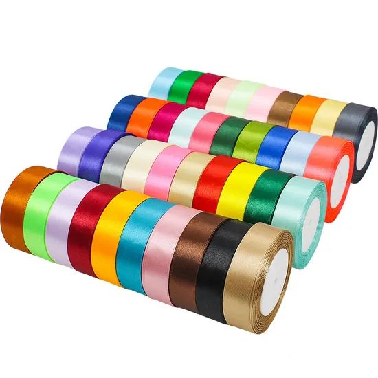 Colorful 25mm Width 100 Polyester Satin Ribbon Single Face Ribbon - Image 1