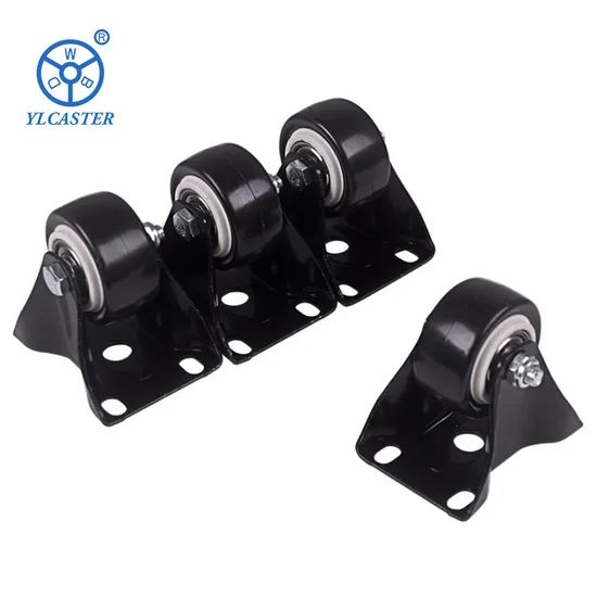 Amazon 1.5 Inch Black Polyurethane Fixed Castor Wheels Trolley Furniture Caster - Image 1