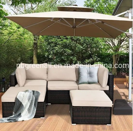 All Weather 5PCS Poolside Outdoor Garden Rattan Wicker Furniture Set Sofa - Image 5