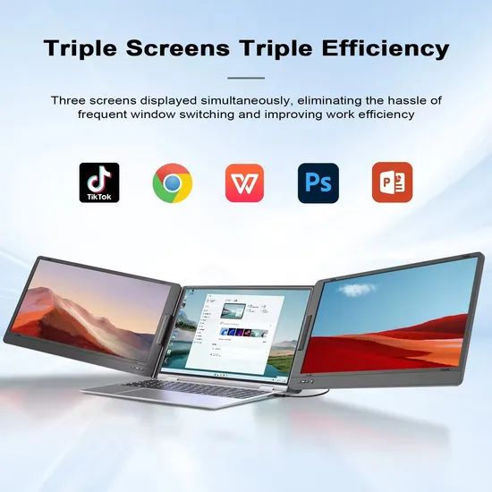 Factory New Portable Triple Monitor IPS 1920*1080P Triple Portable Monitor for Laptop Screen Extender Portable Display - Image 3