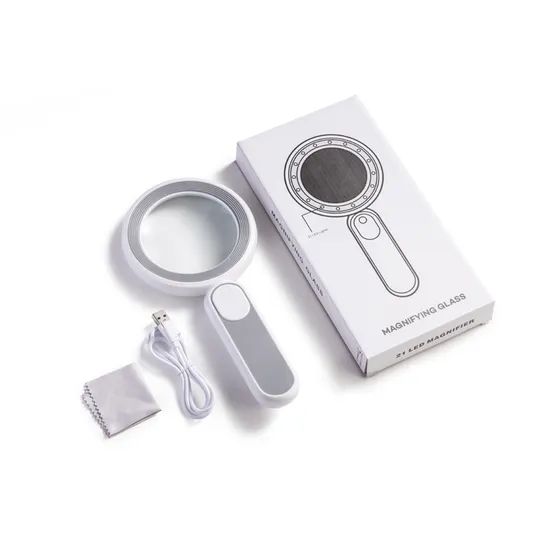 21 LED Handheld Magnifier Reading Lens Magnifying Glass - Image 3