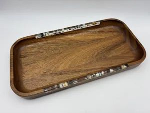 Versatile Acacia Wood Serving Tray with Customized Resin Patterns - Image 2