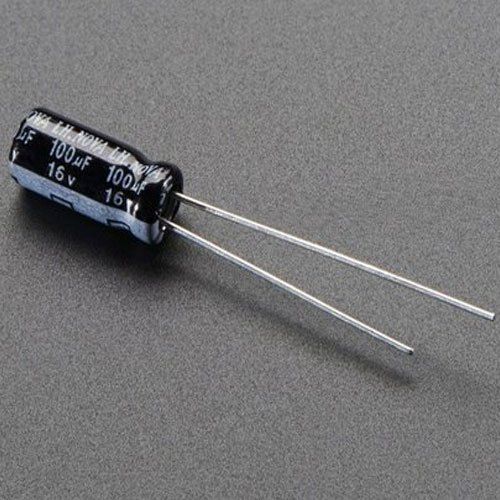 Aluminum,PVC 100uF Electrolytic Capacitor Voltage 16 V Tolerance 20% Capacitance 100uF Material Aluminum, PVC Maximum Operating Temperature 105 Degree - Image 1