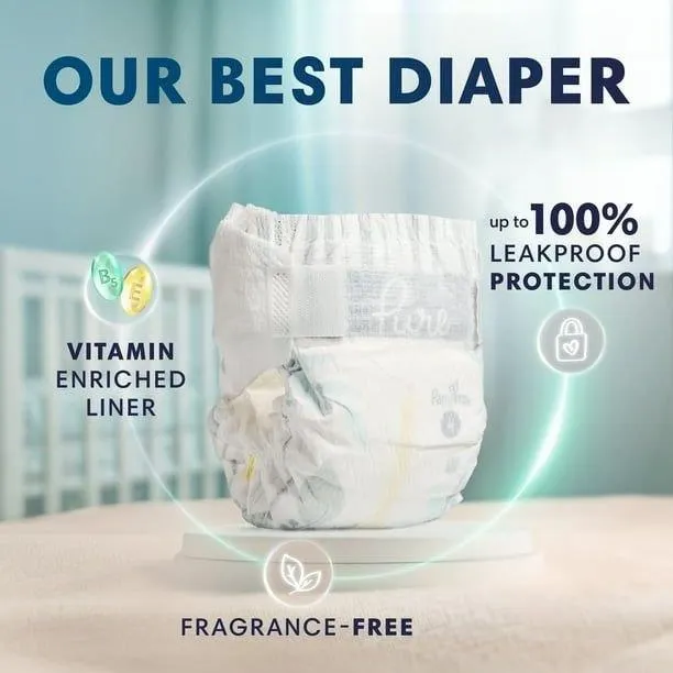 Pampers Pure Baby Diapers Size 0 (Newborn) – 76 Count Wholesale Supply - Image 3