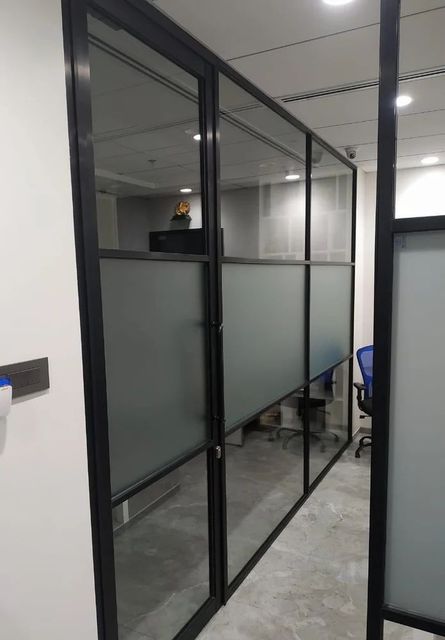 Aluminum Aluminium Partition Work, Commercial Material Aluminum Glass Thickness 4mm Panel Thickness 1.2mm Type Of Location - Image 3