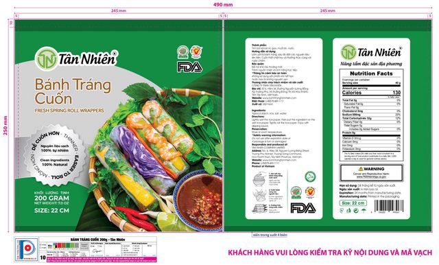 RICE PAPER 22CM - 200G (48 packages/carton) - Image 1