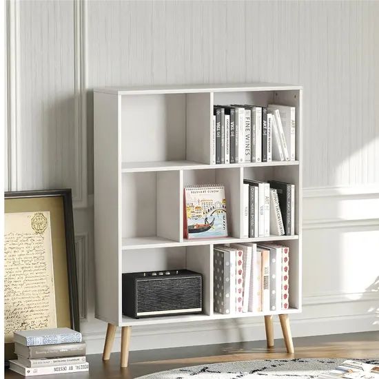 Cute Design Seven Grid Item Rack Wooden Office Bookshelf MOQ 5 PCS Size Medium Color White Feature Cute Condition New Origin - Image 5
