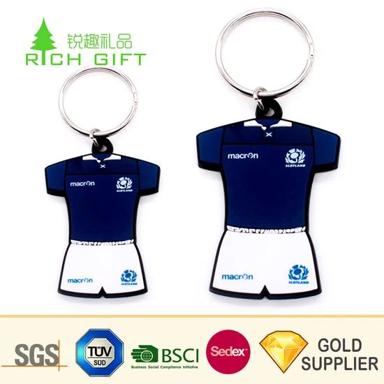 China Manufacturer Custom Soft PVC Color Printing Sports Jersey Keychains with Number Logo - Image 1