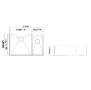Stainless Steel 304 Double Bowl Two Basin Handmade Sink for Kitchen - Image 3