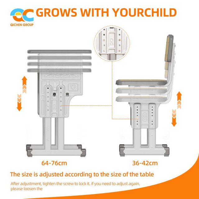 Factory Wholesale School Furniture Ergonomic Adjustable Desk and Chair Set Safe Height-Adjustable School Desk for Classroom - Image 4