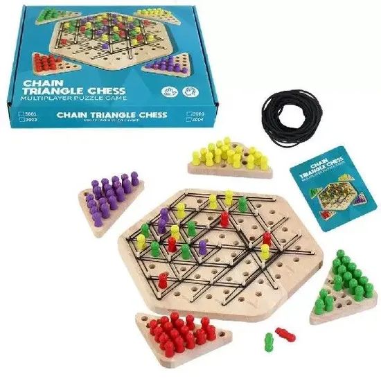 Kids’ Wooden Chain Chess – Interactive Triangle Puzzle for Learning - Image 2