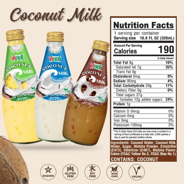 Coconut Milk Drink Chocolate w Jelly | 290ml (Pack of 24) VINUT, No Added Sugar, Wholesale Supplier, Free Sample, OEM ODM - Image 3