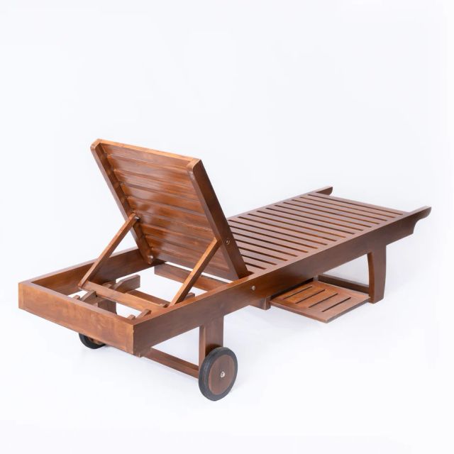Teak Wood Sunbeds Material Wood Wood Type Teak Wood Grade A Grade Bed Width 28 Inches Wheel Size 7 Inches Bed Height 14 Inches - Image 4
