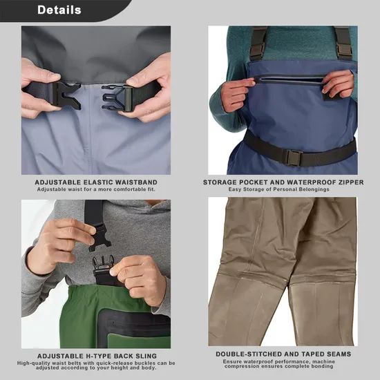 Customized Color Breathable Rip-Stop Stocking Hipper Fishing Waders - Image 6
