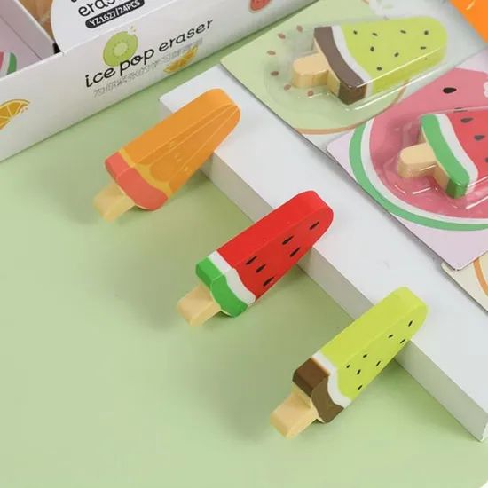Colorful Fruit Popsicle Erasers for Fun School Supplies - Image 1