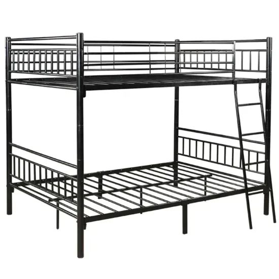 Double Decker Dormitory Loft Bunk Bed Frame Metal Beds Full Over Full - Image 2