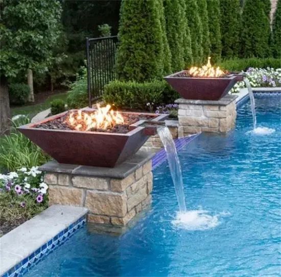 Swimming Pool Fire Bowl Outdoor Firepit with Water Feature Pool Fire Pits - Image 4