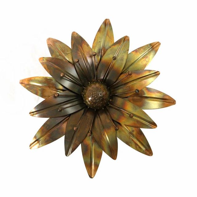 Metallic Round Dahlia Flower Gold Finish Size 19, Medium Color Gold Finish Brand Blooms N Stylz Material Metal With Gold - Image 2